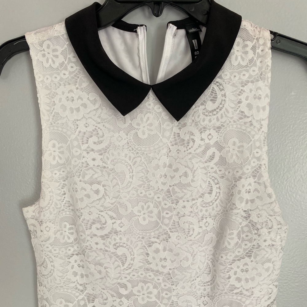 Black and White Collar Neck Mini Dress